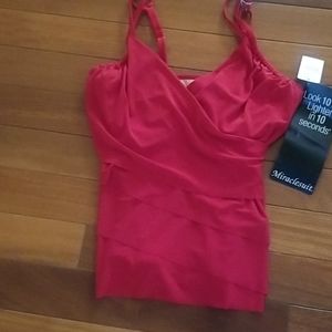 Miraclesuit bathing suit top, red, size 8, NWT